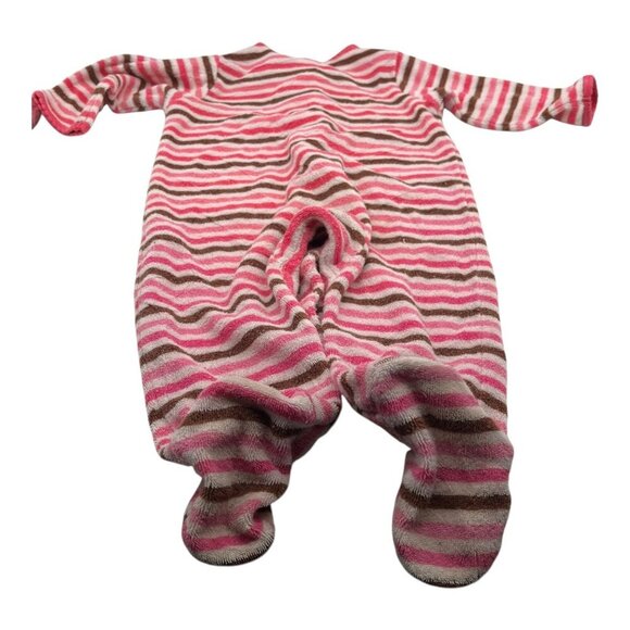 Carter's Baby Girl One Piece Pajamas 9M Striped Floral Snap Closure Long Sleeves - Picture 2 of 12